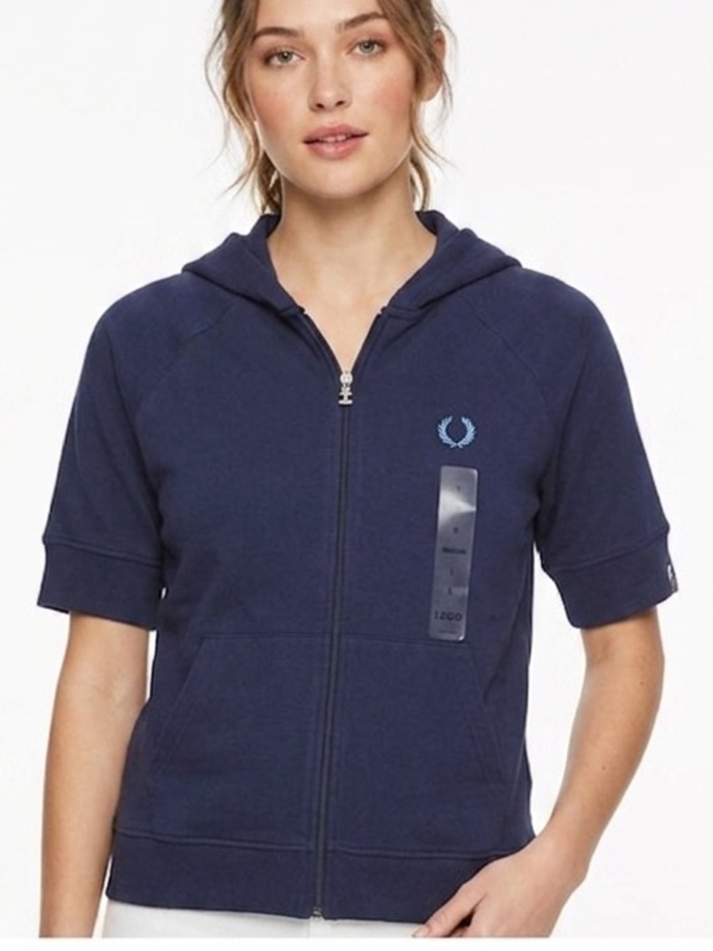 Izod Short Sleeve Hoodie Zip Up New With Tags Blue Size Small